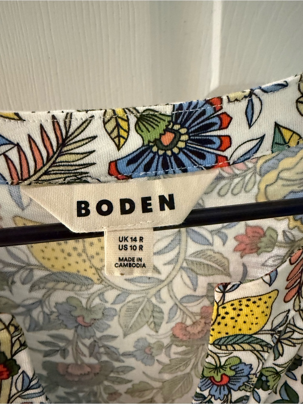 Boden Floral Tiered V-Neck Dress in Multi-Color - L - Picture 3 of 5